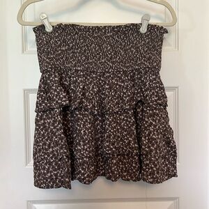 Olivacious Floral Smocked Mini Skirt Size L